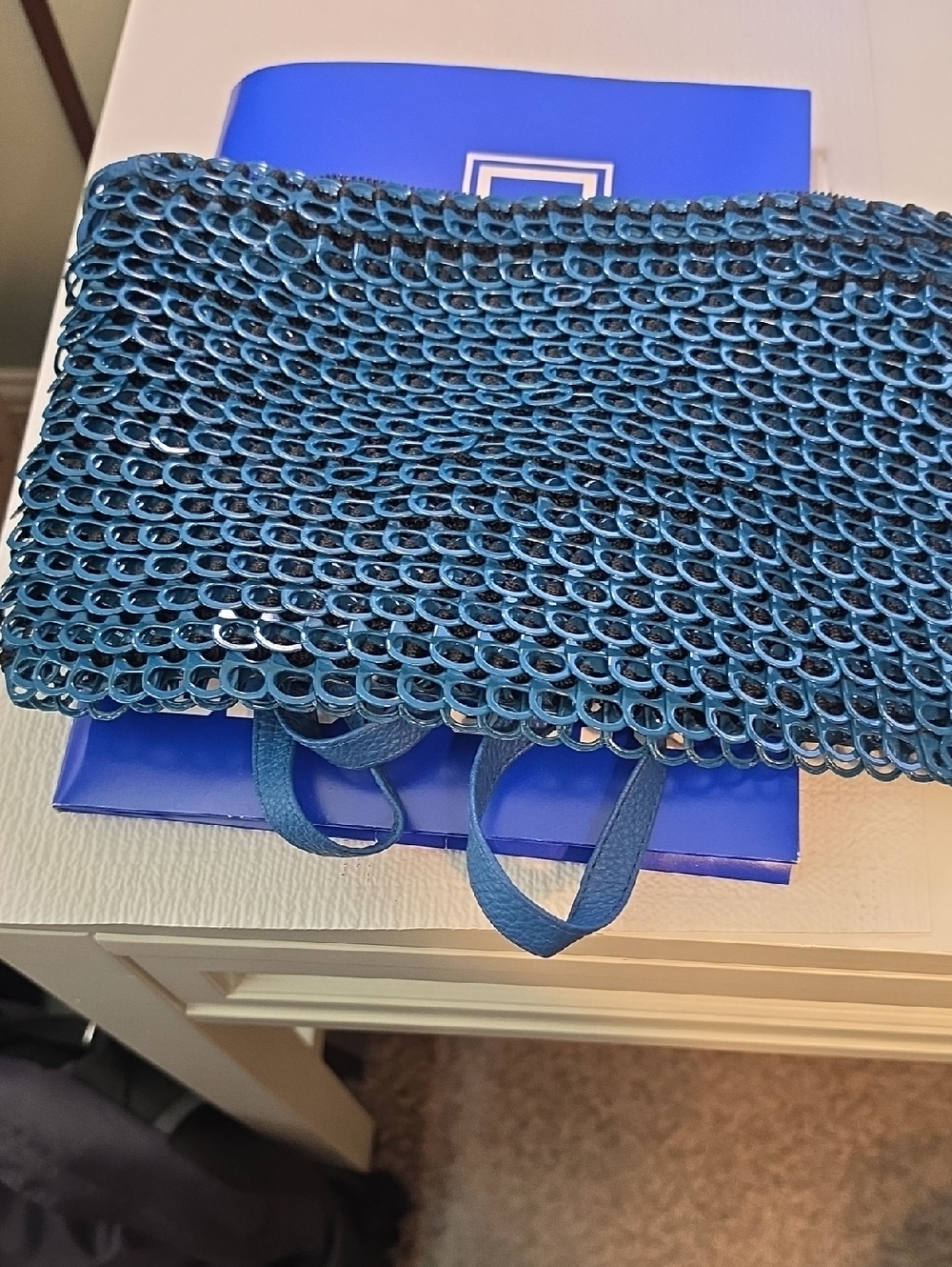 Blue Linked Ring Mesh Tote Bag